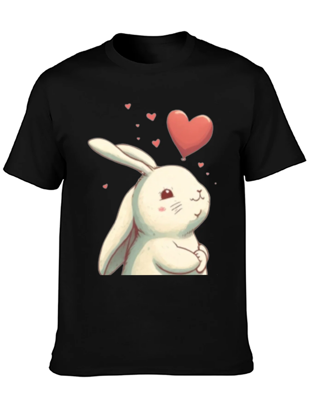 Cute Bunny Heart Graphic Black T-Shirt product image 6