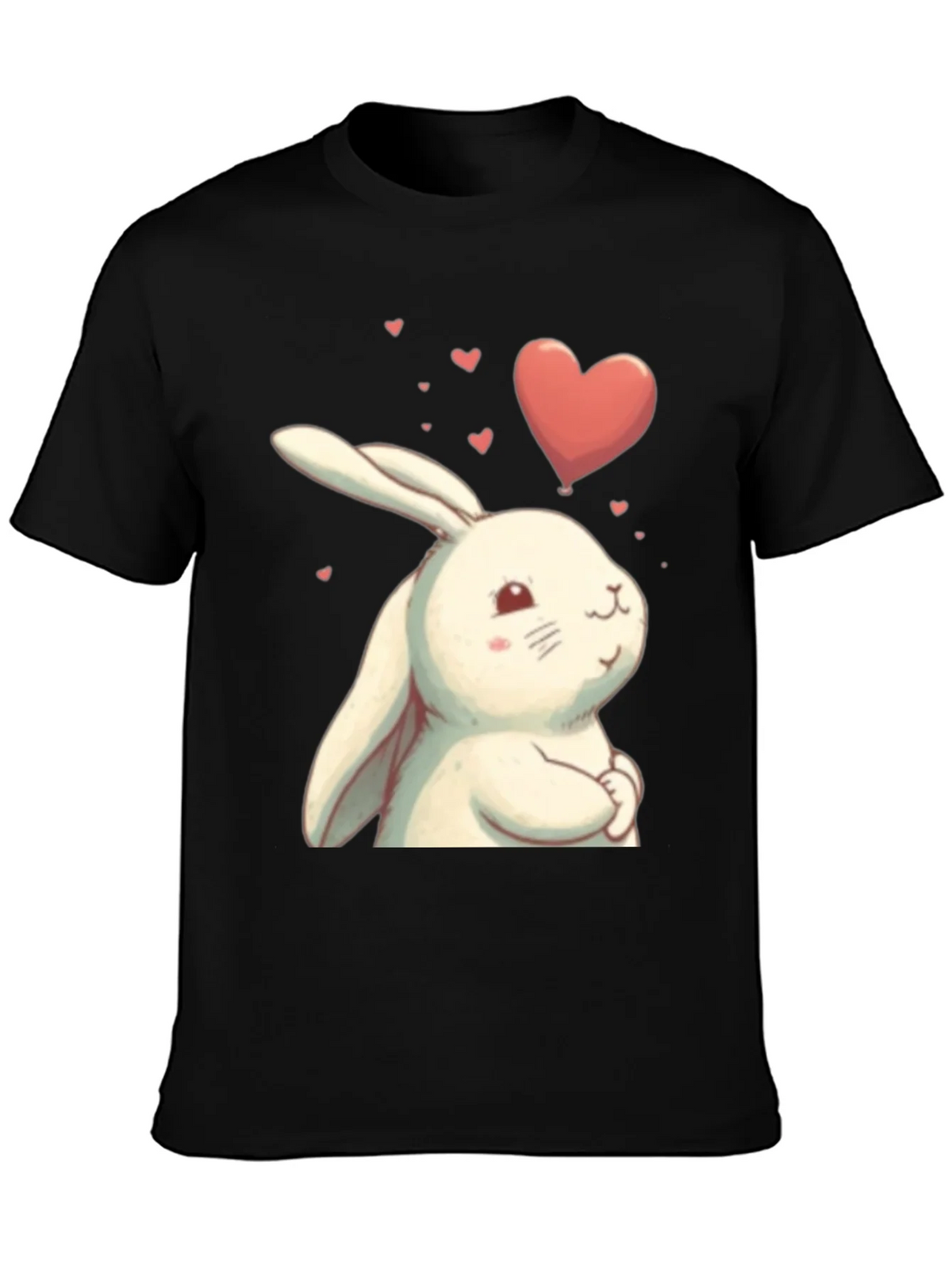 Cute Bunny Heart Graphic Black T-Shirt product image 6