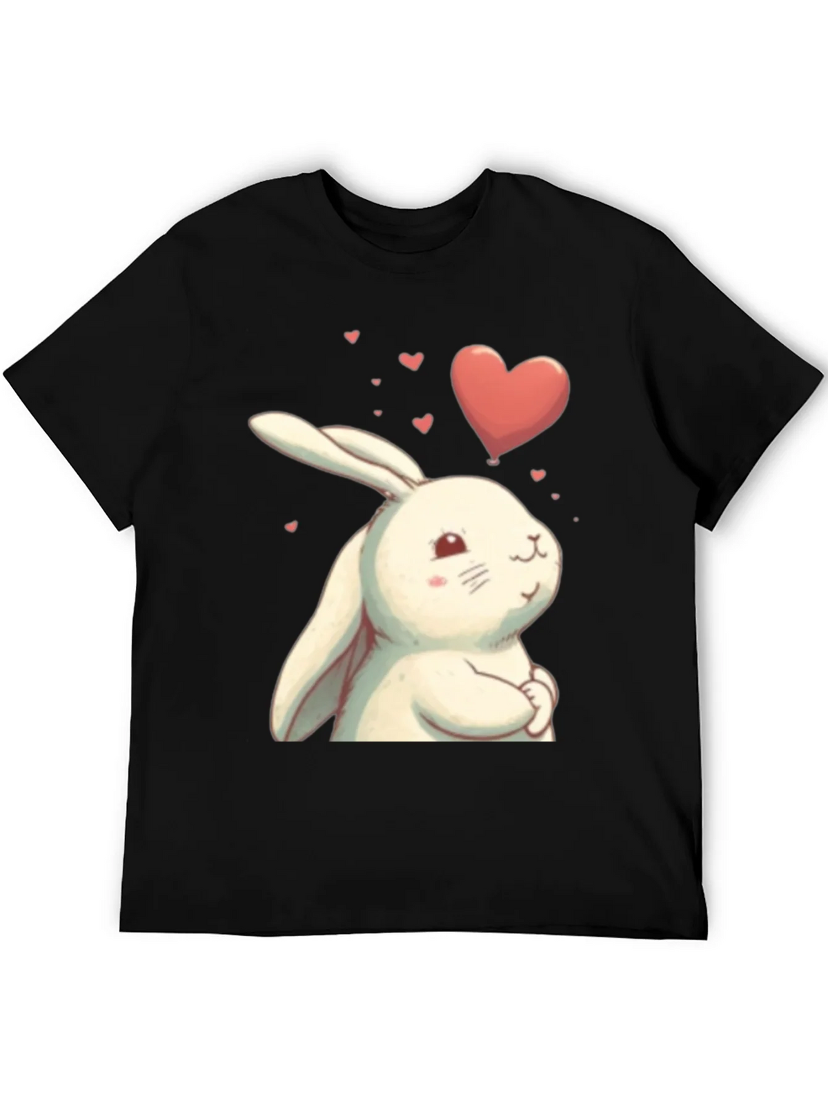 Cute Bunny Heart Graphic Black T-Shirt product image 8