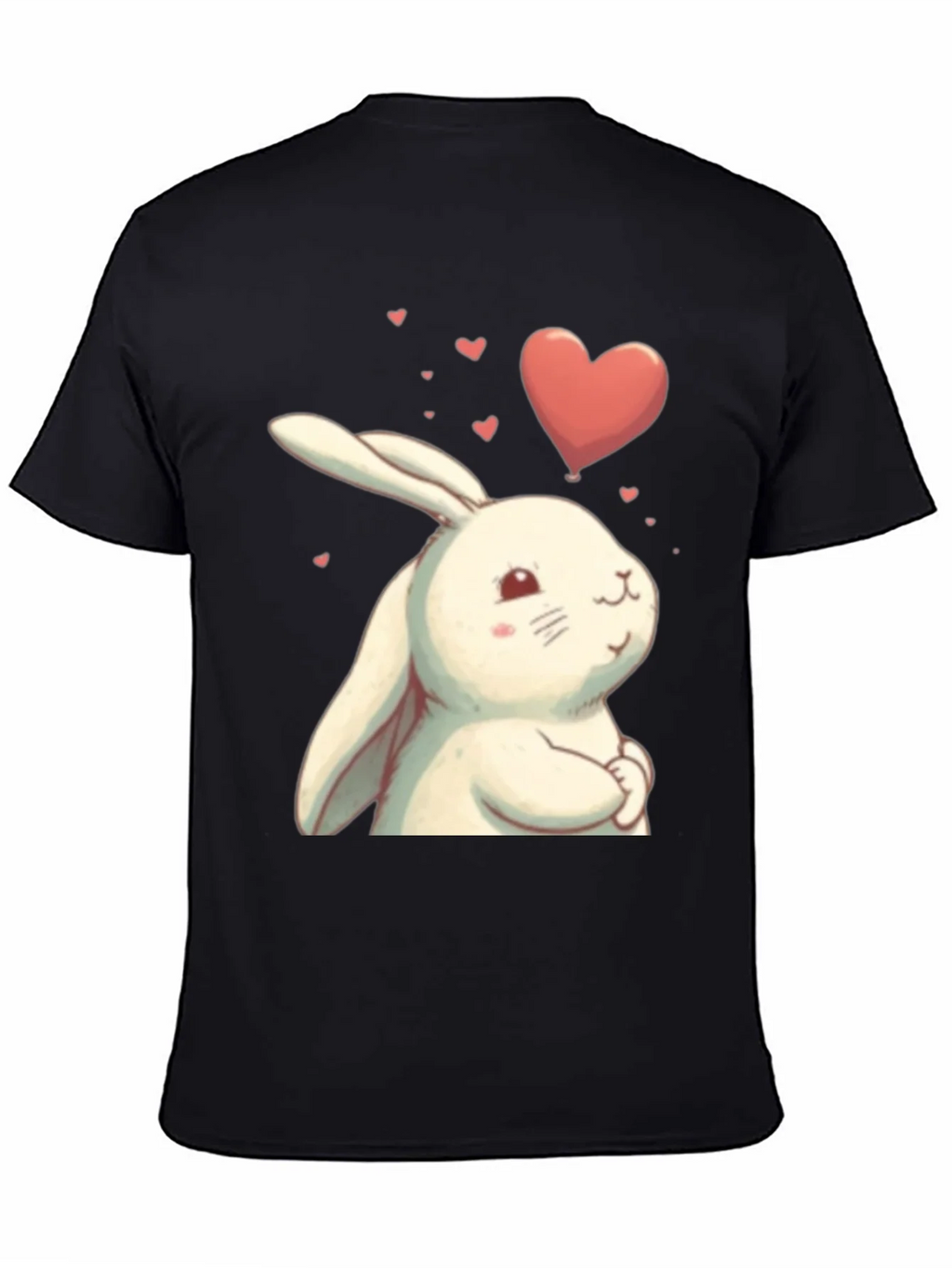Cute Bunny Heart Graphic Black T-Shirt product image 7