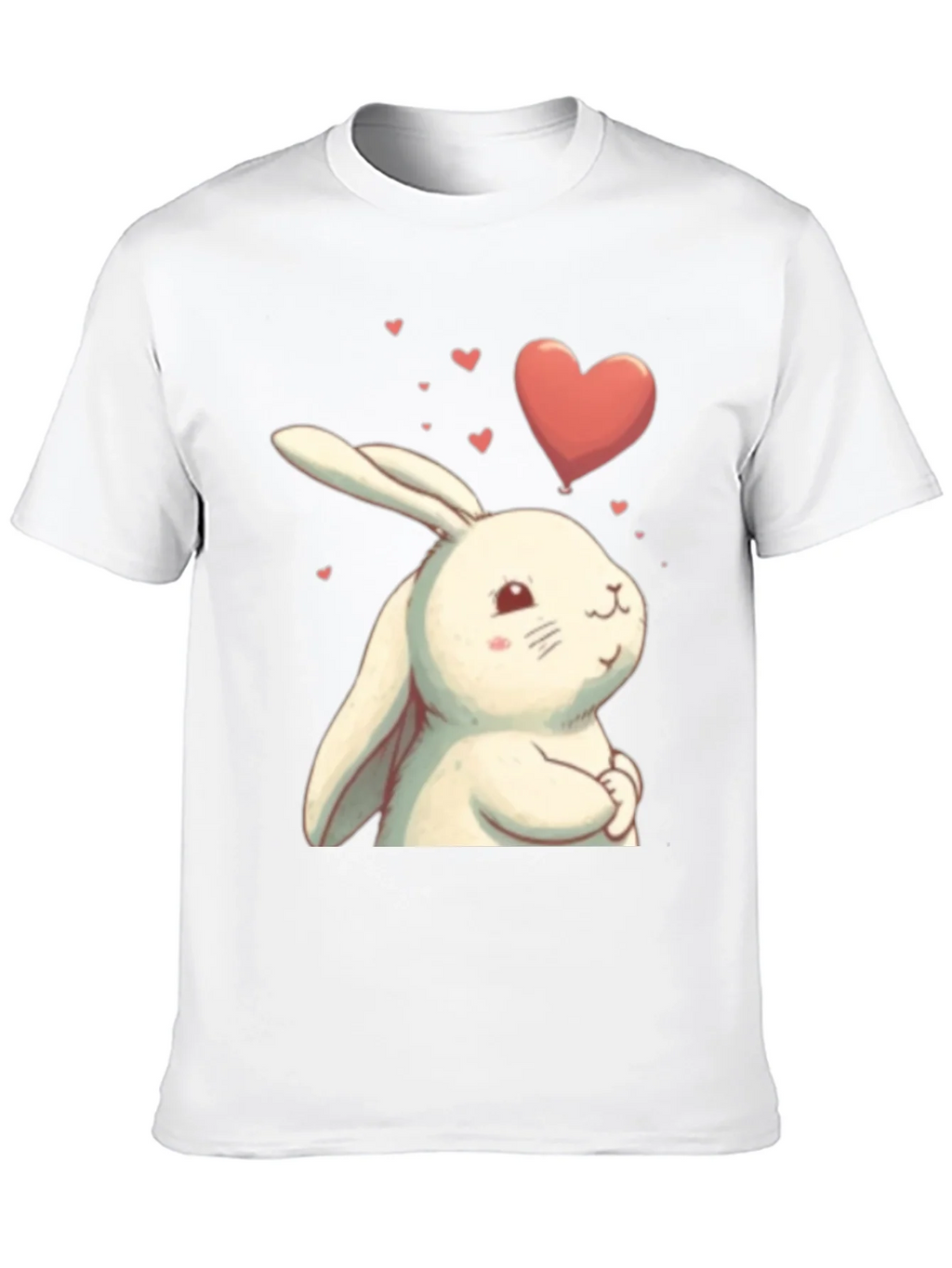 Cute Bunny Heart Graphic Black T-Shirt product image 12