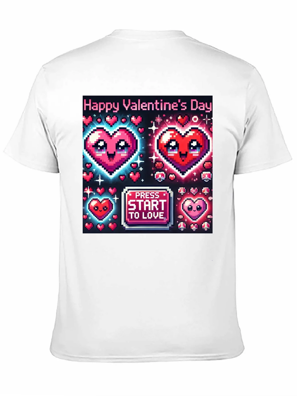 Valentines Day Pixel Hearts Gamer T-Shirt product image 2