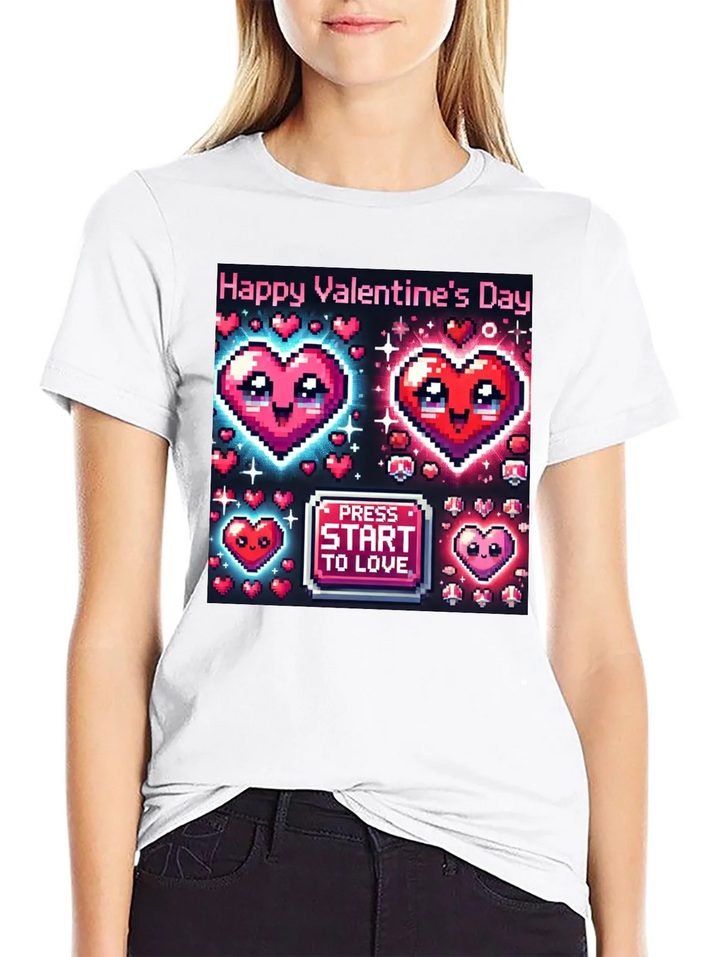Valentines Day Pixel Hearts Gamer T-Shirt product image 11