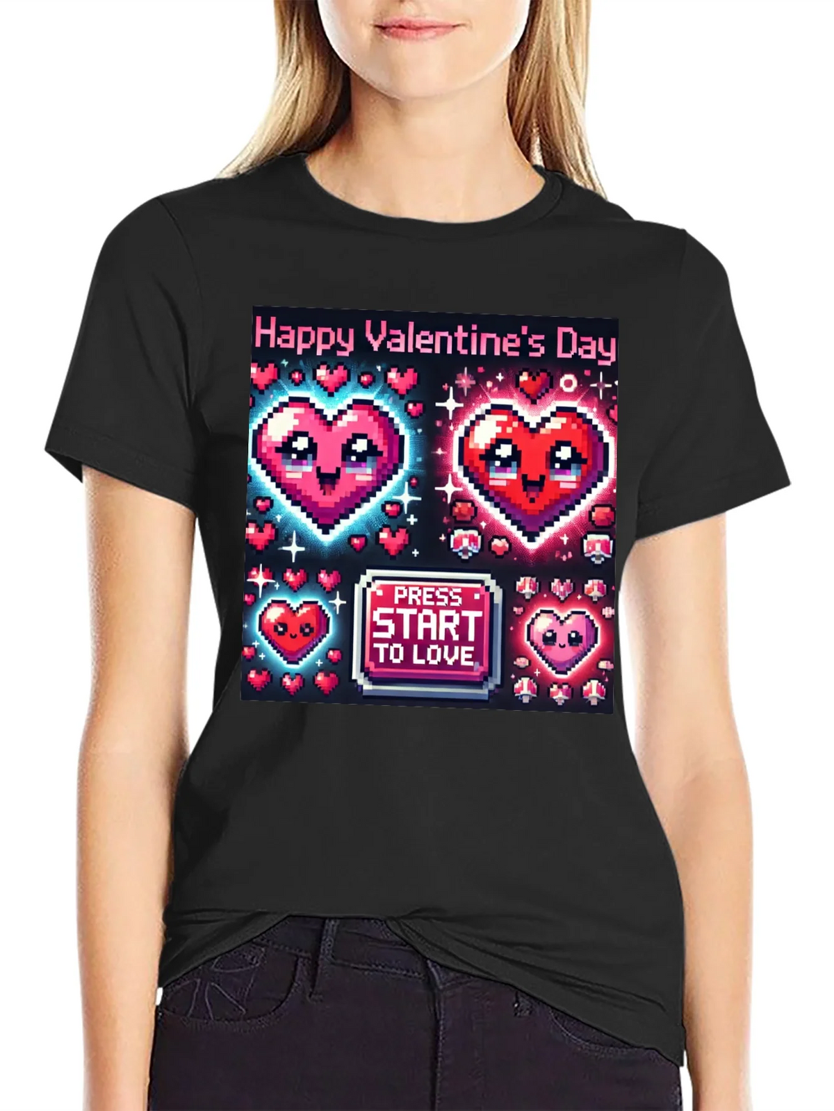 Valentines Day Pixel Hearts Gamer T-Shirt product image 5