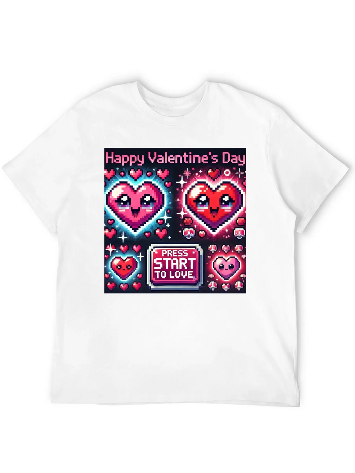 Valentines Day Pixel Hearts Gamer T-Shirt product image 3