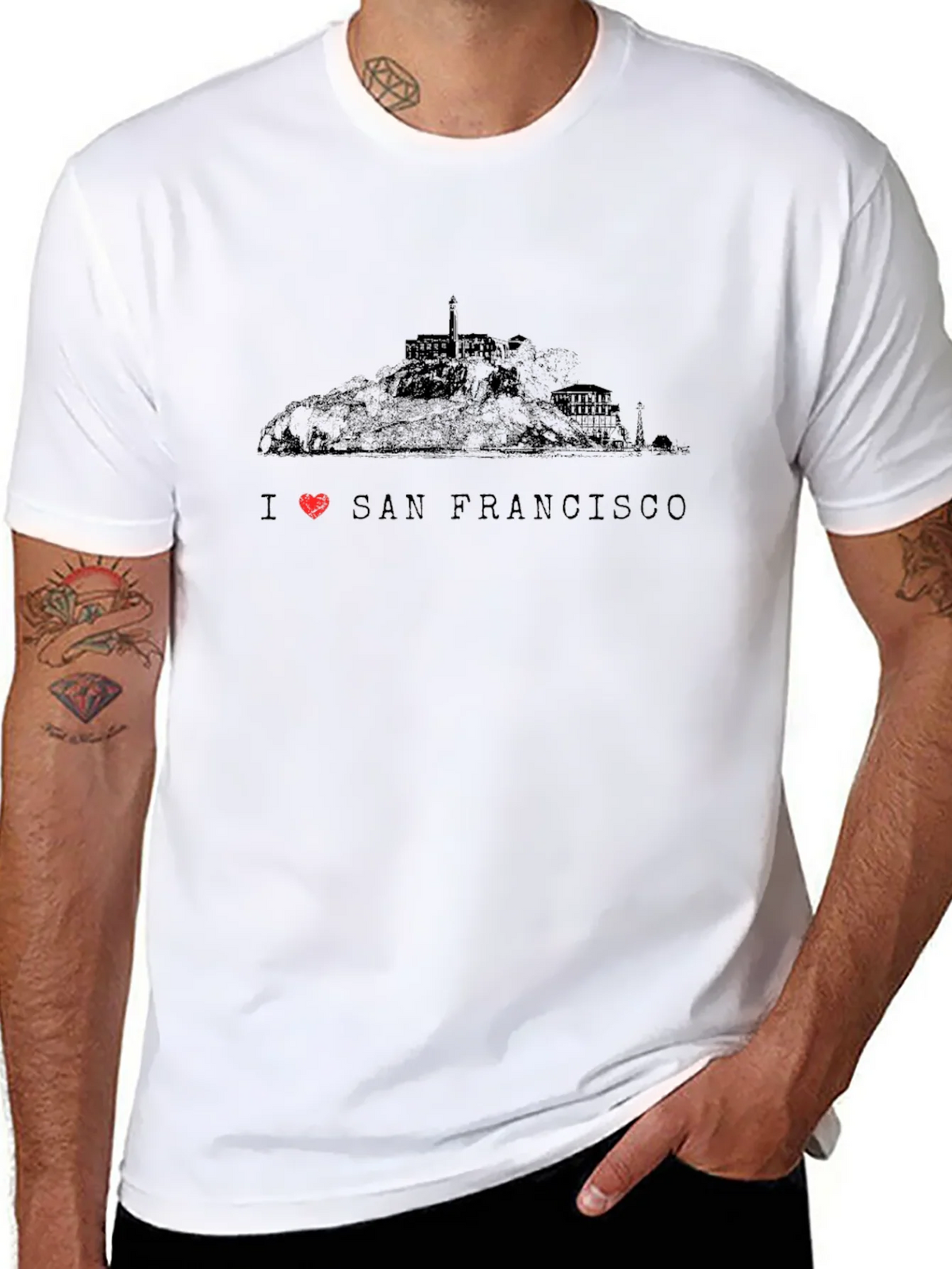 I Love San Francisco Mens Black Graphic T-Shirt product image 10