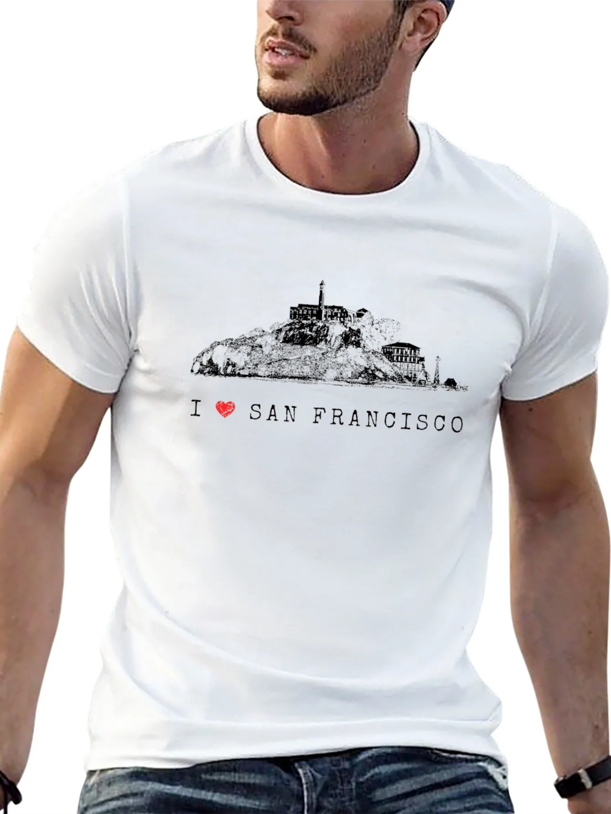 I Love San Francisco Mens Black Graphic T-Shirt product image 4