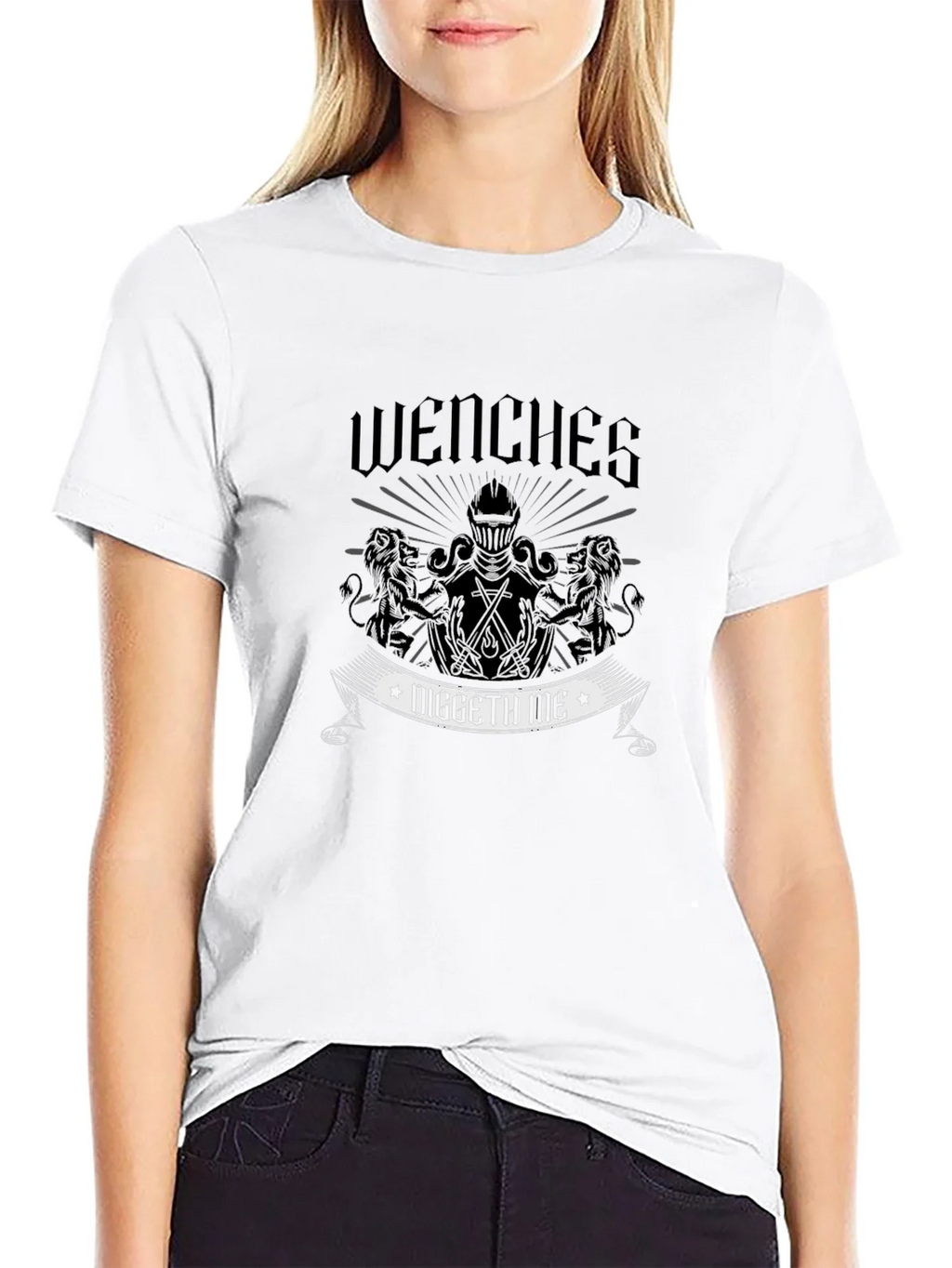 Wenches Diggeth Me Black T-Shirt - Medieval Knight Design product image 11