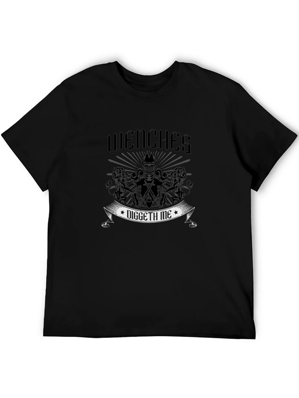 Wenches Diggeth Me Black T-Shirt - Medieval Knight Design product image 8