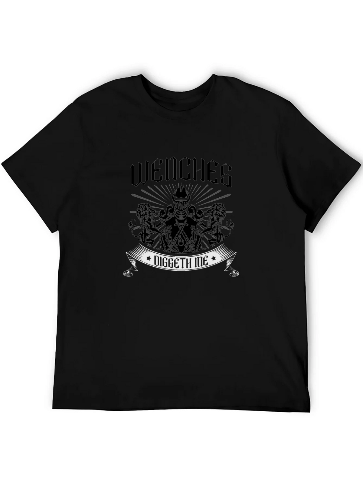 Wenches Diggeth Me Black T-Shirt - Medieval Knight Design product image 8