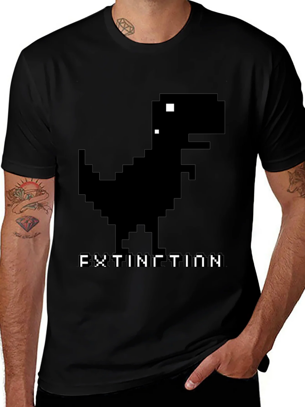 Extinction Dinosaur Pixel Art T-Shirt product image 1