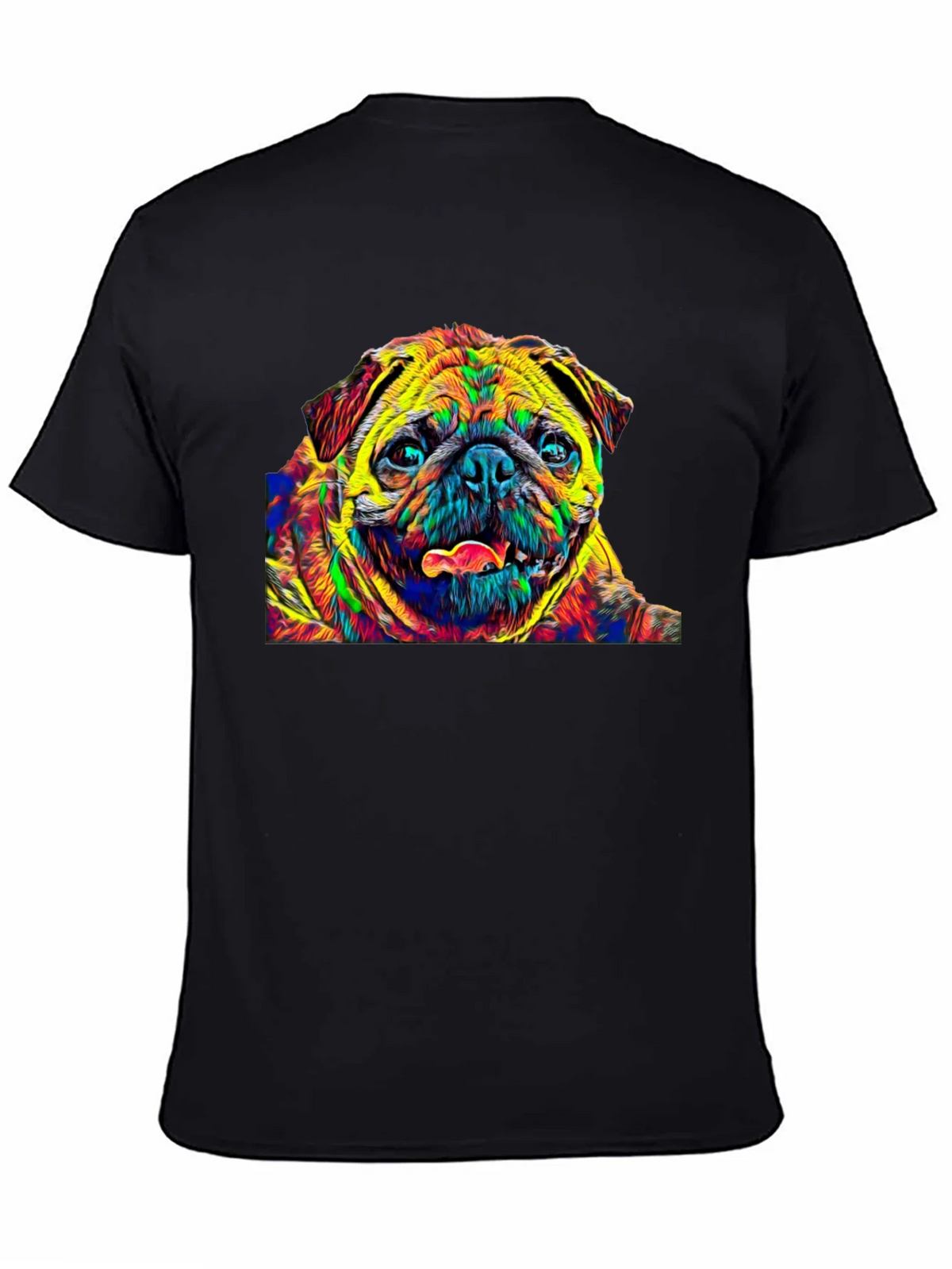 Colorful Pug Graphic T-Shirt - Black product image 7