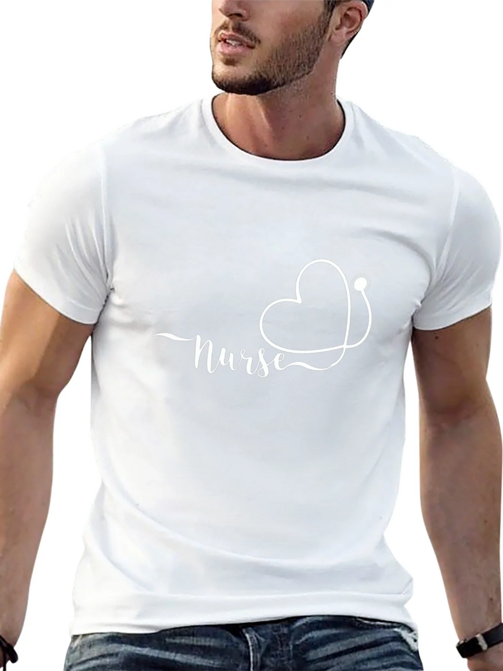 Nurse Heart Stethoscope Black T-Shirt product image 4