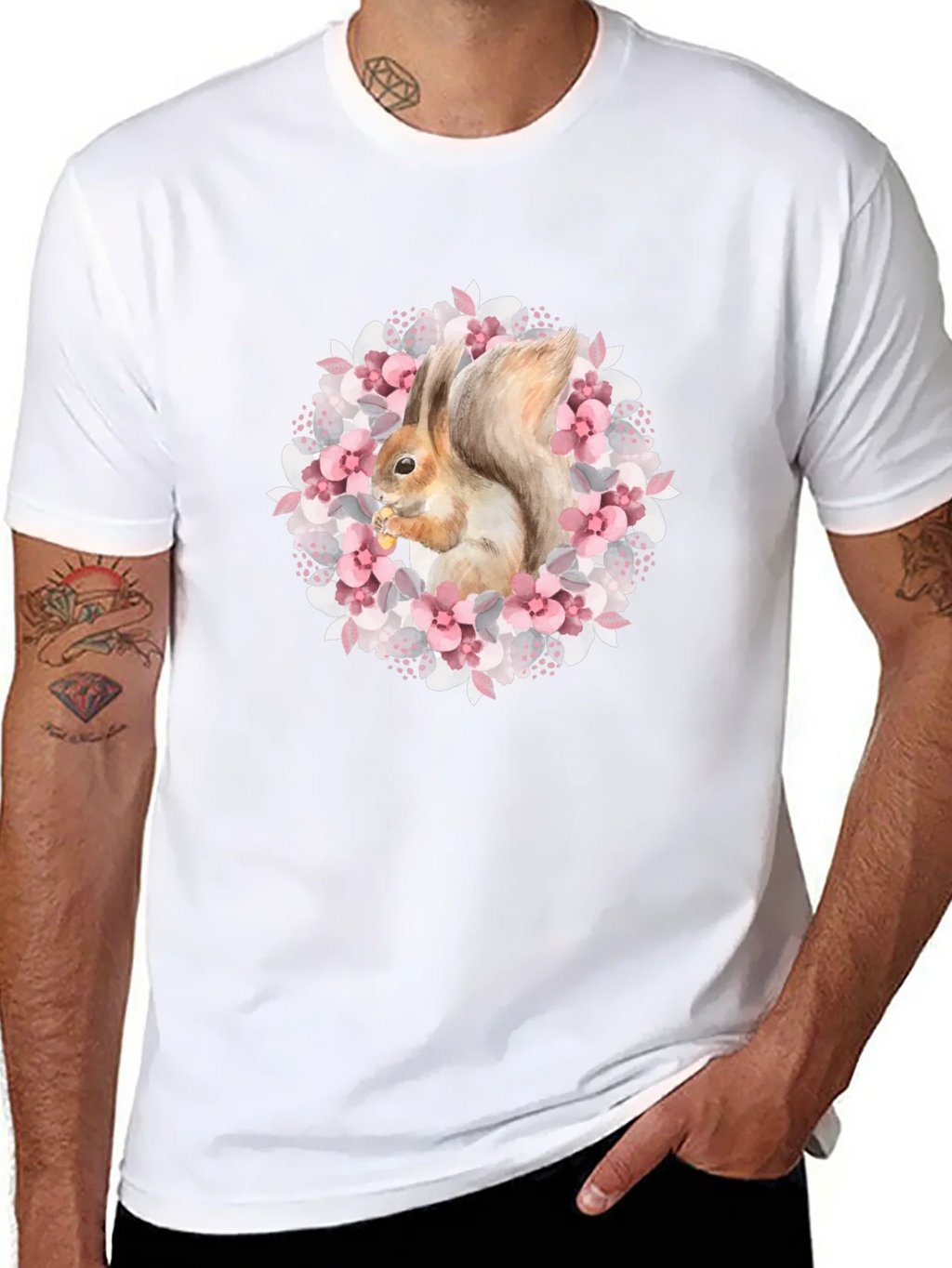Squirrel in Floral Wreath Graphic Tee product image 10