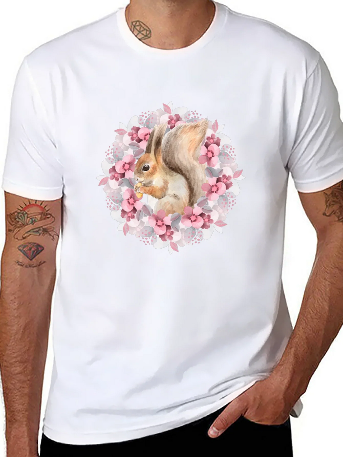 Squirrel in Floral Wreath Graphic Tee product image 10
