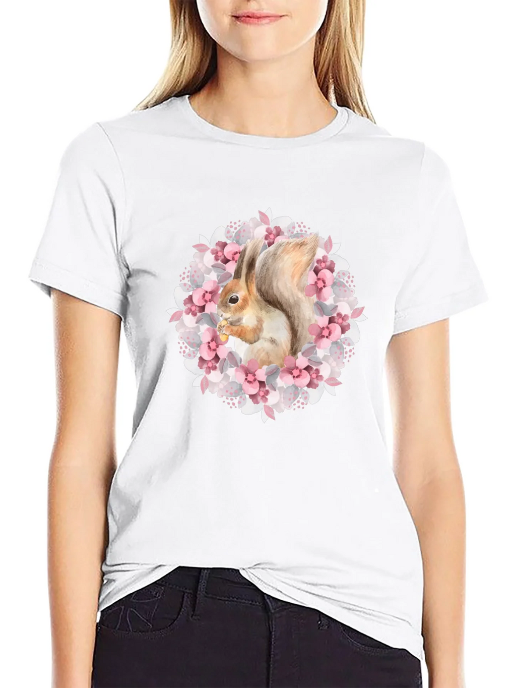 Squirrel in Floral Wreath Graphic Tee product image 11