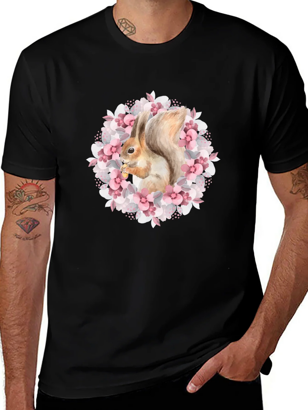 Squirrel in Floral Wreath Graphic Tee product image 1