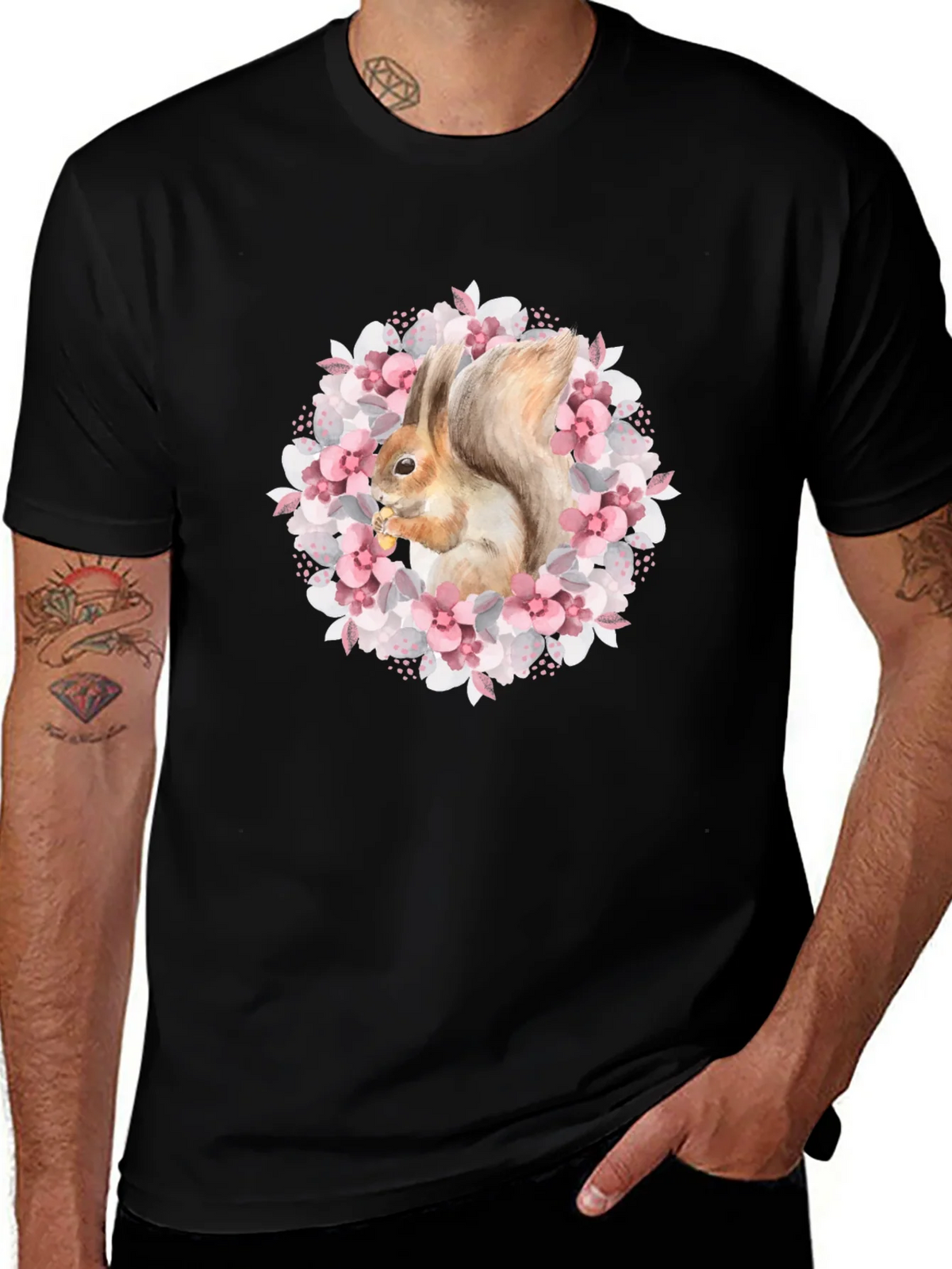 Squirrel in Floral Wreath Graphic Tee product image 1