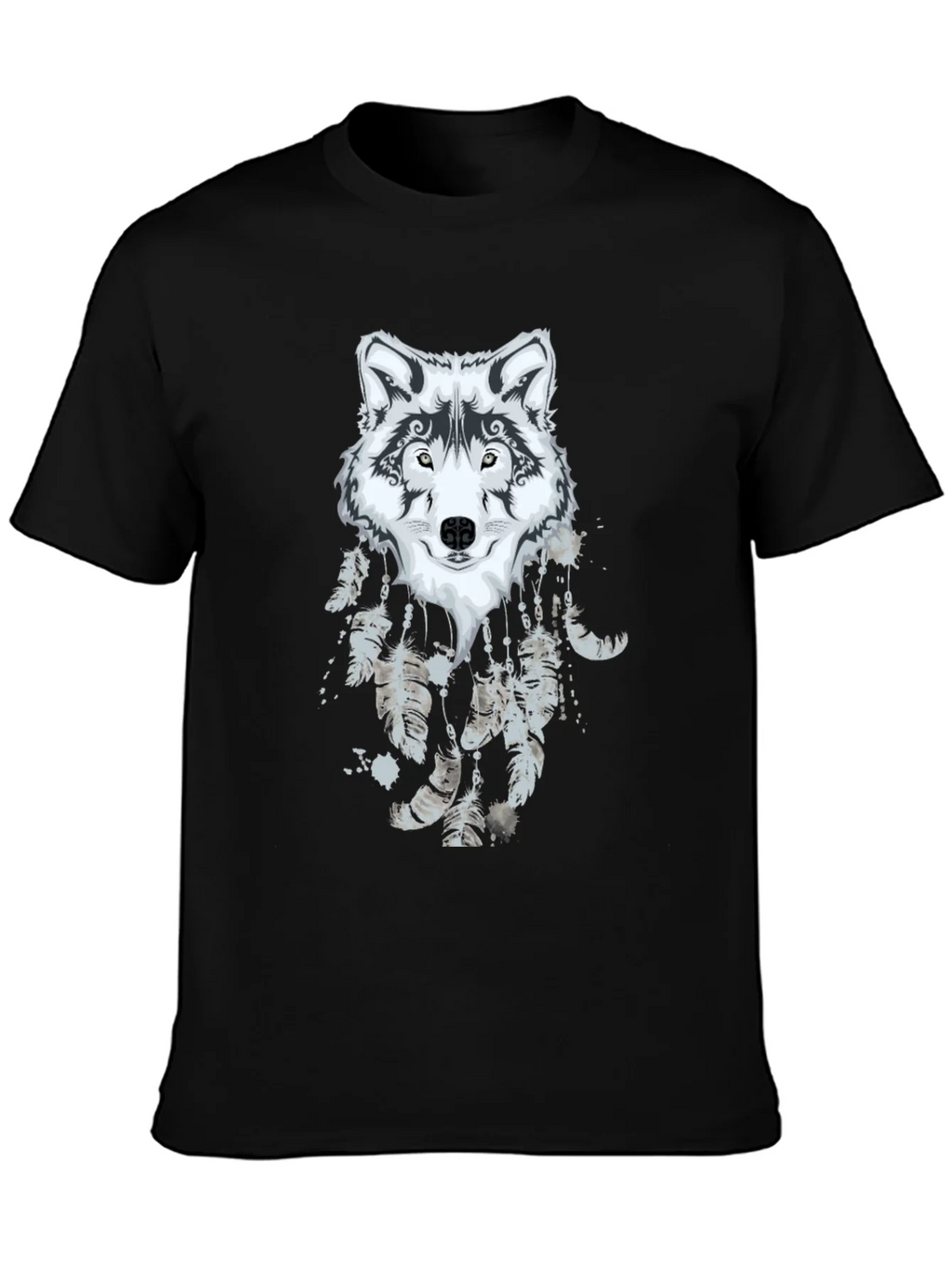 Wolf Dreamcatcher Graphic Black T-Shirt product image 6