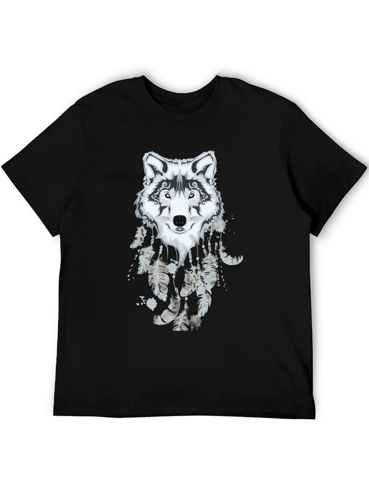 Wolf Dreamcatcher Graphic Black T-Shirt product image 8