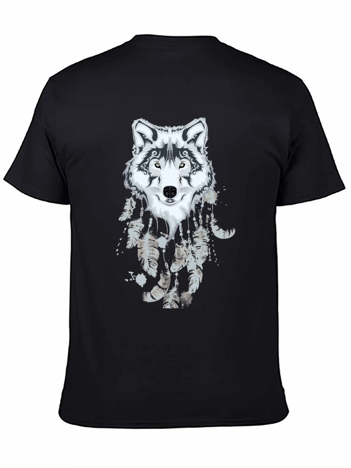 Wolf Dreamcatcher Graphic Black T-Shirt product image 7