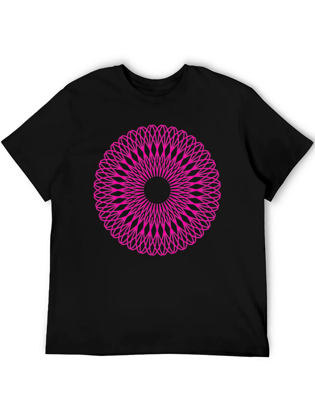 Abstract Pink Mandala Graphic Black T-Shirt product image 8