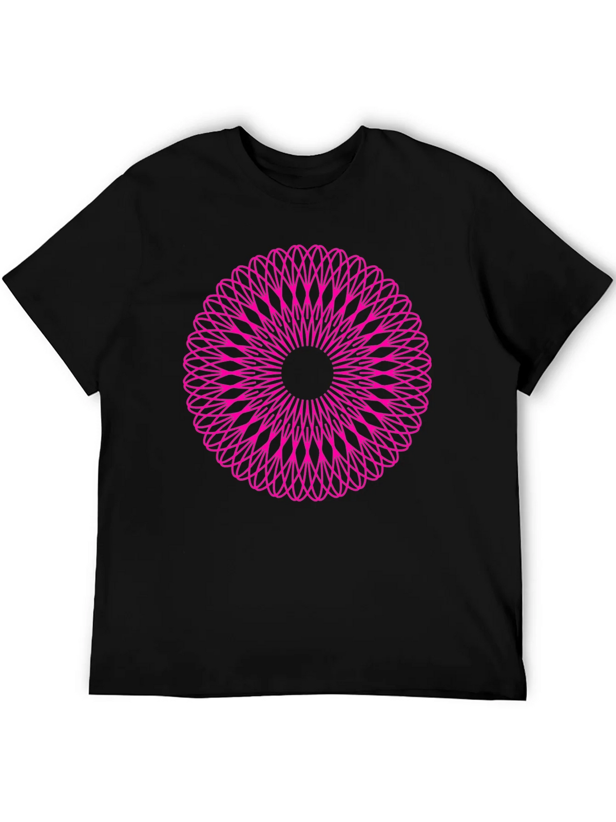 Abstract Pink Mandala Graphic Black T-Shirt product image 8