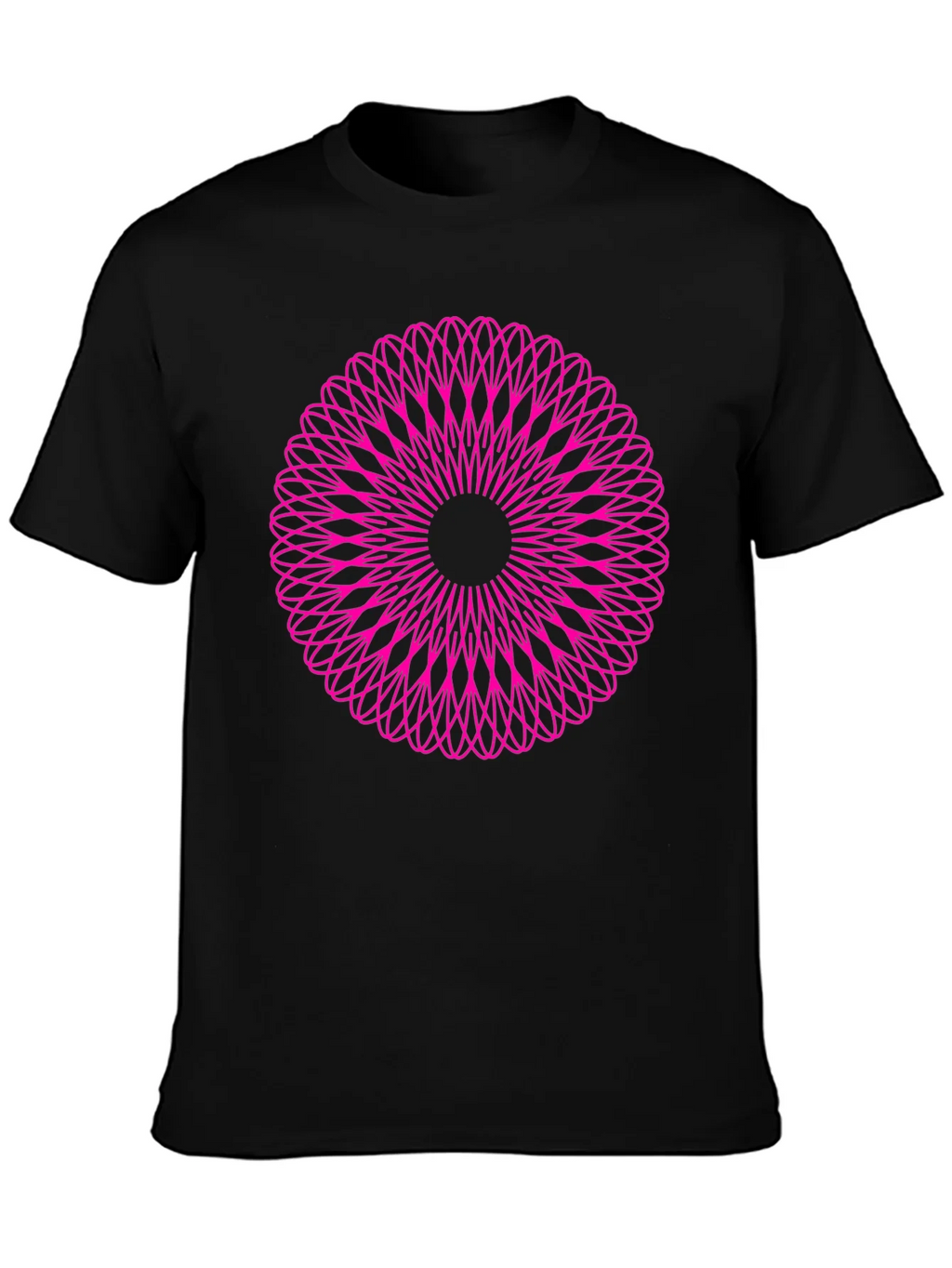 Abstract Pink Mandala Graphic Black T-Shirt product image 6