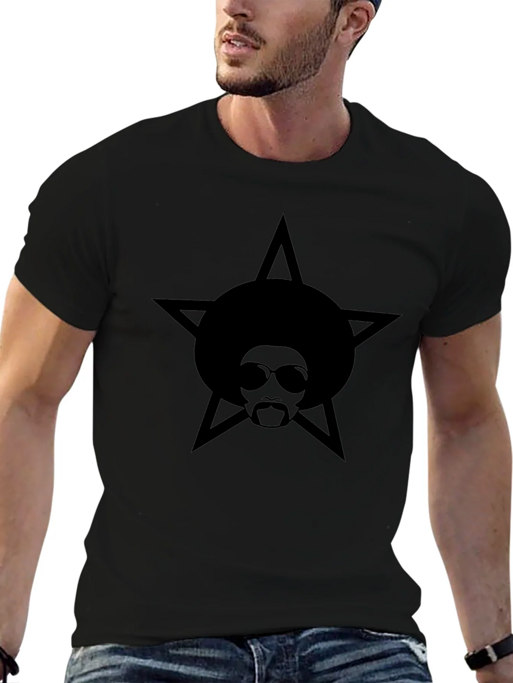 Afro Star Graphic Black T-Shirt product image 9