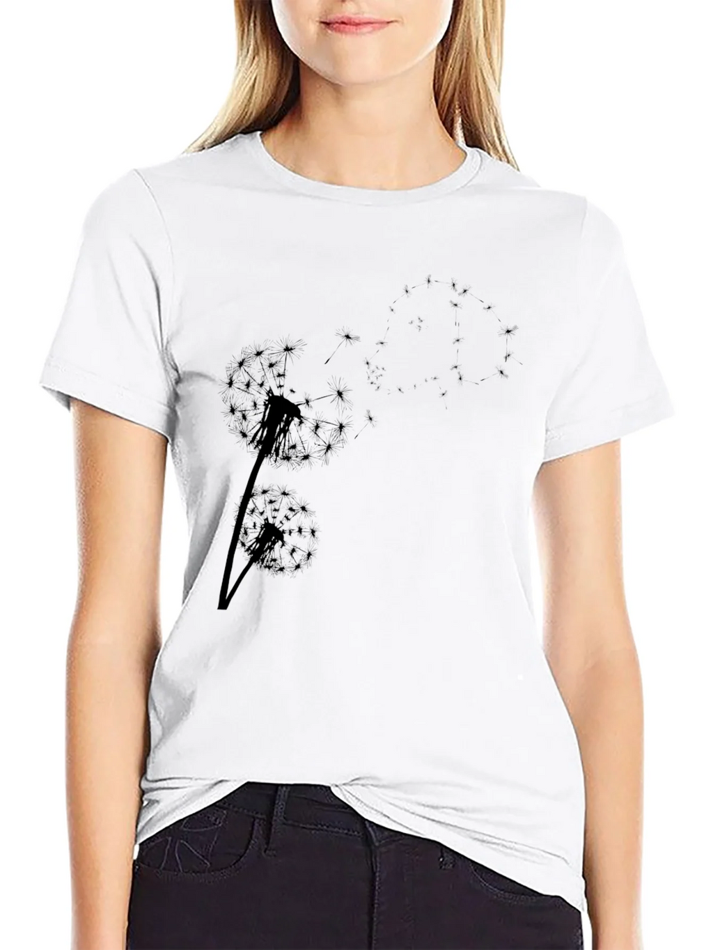 Dandelion Print Black T-Shirt - Casual Comfort product image 11