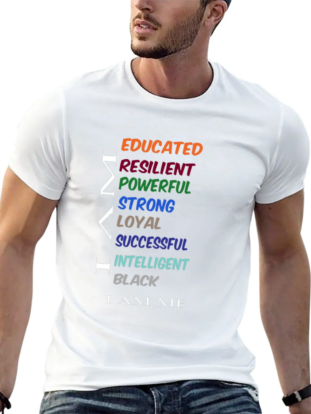 Empowered Man Black T-Shirt: Educated Resilient Strong product image 4