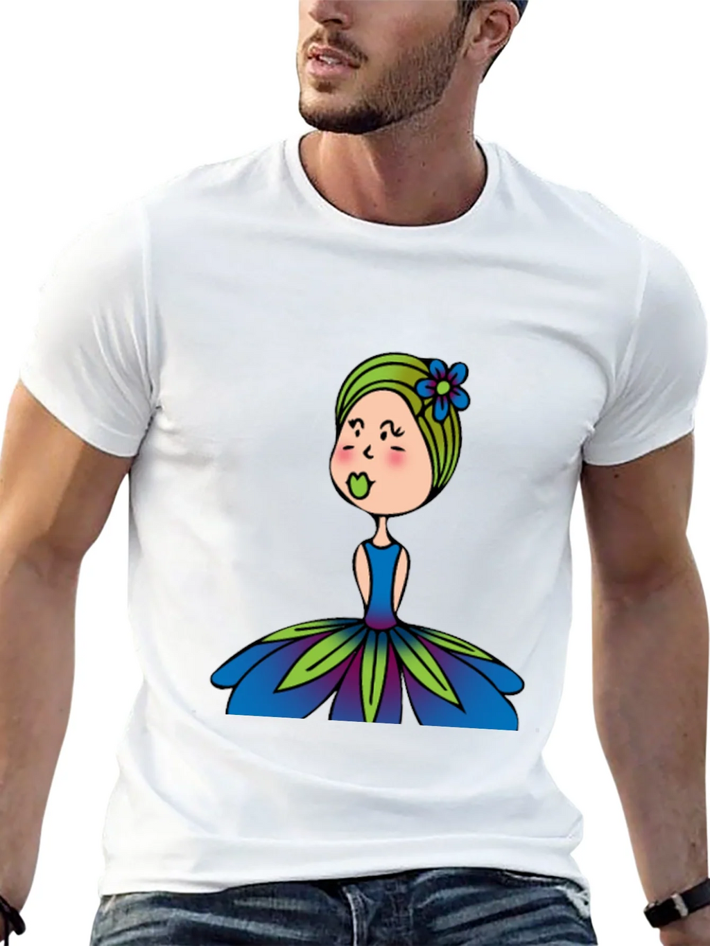 Cute Girl Flower Dress Graphic Black T-Shirt product image 4
