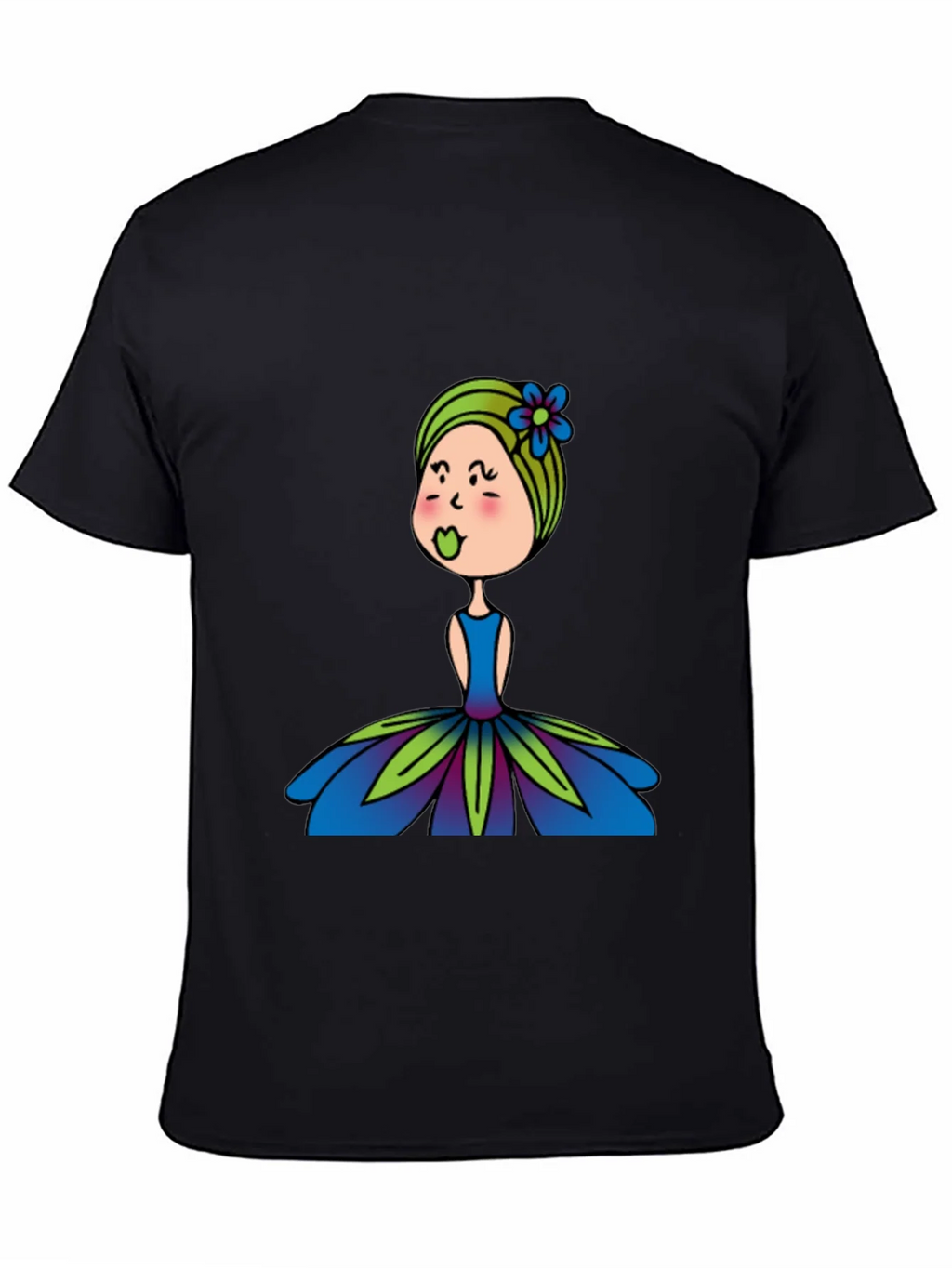 Cute Girl Flower Dress Graphic Black T-Shirt product image 7