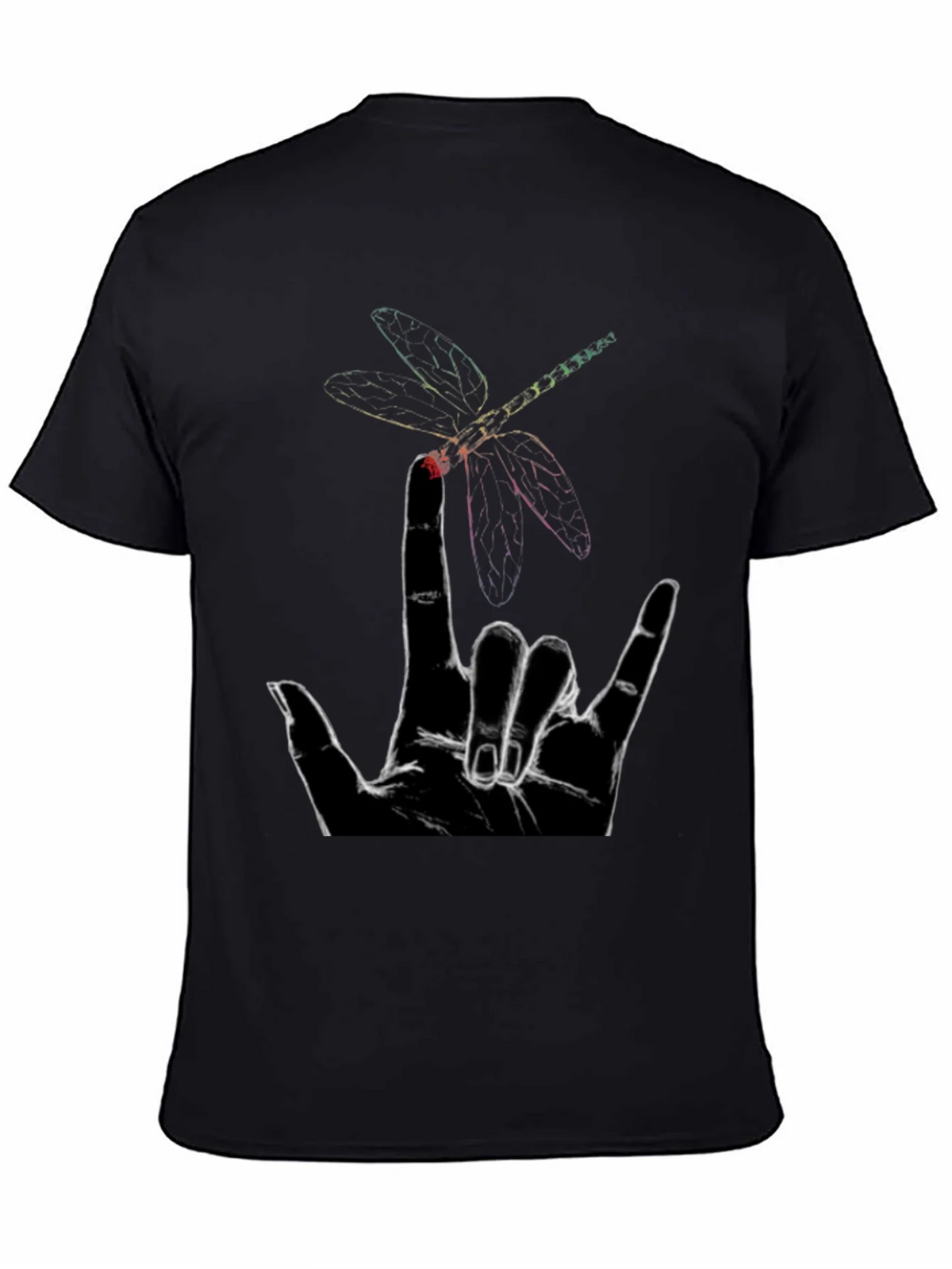 Dragonfly Hand Sign Graphic Tee - Black Cotton product image 7