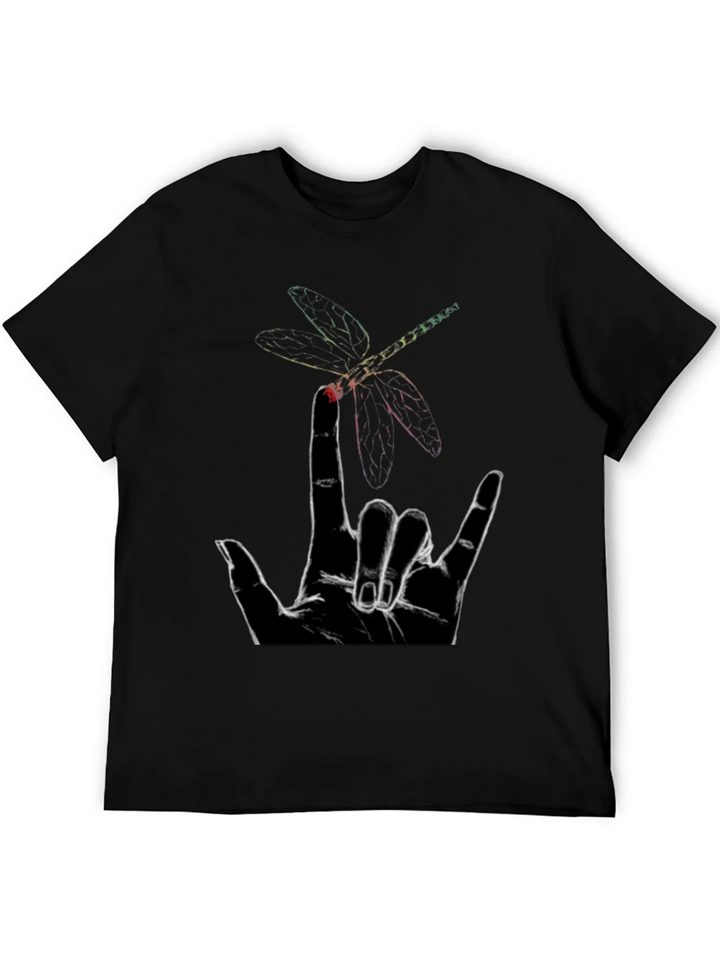 Dragonfly Hand Sign Graphic Tee - Black Cotton product image 8