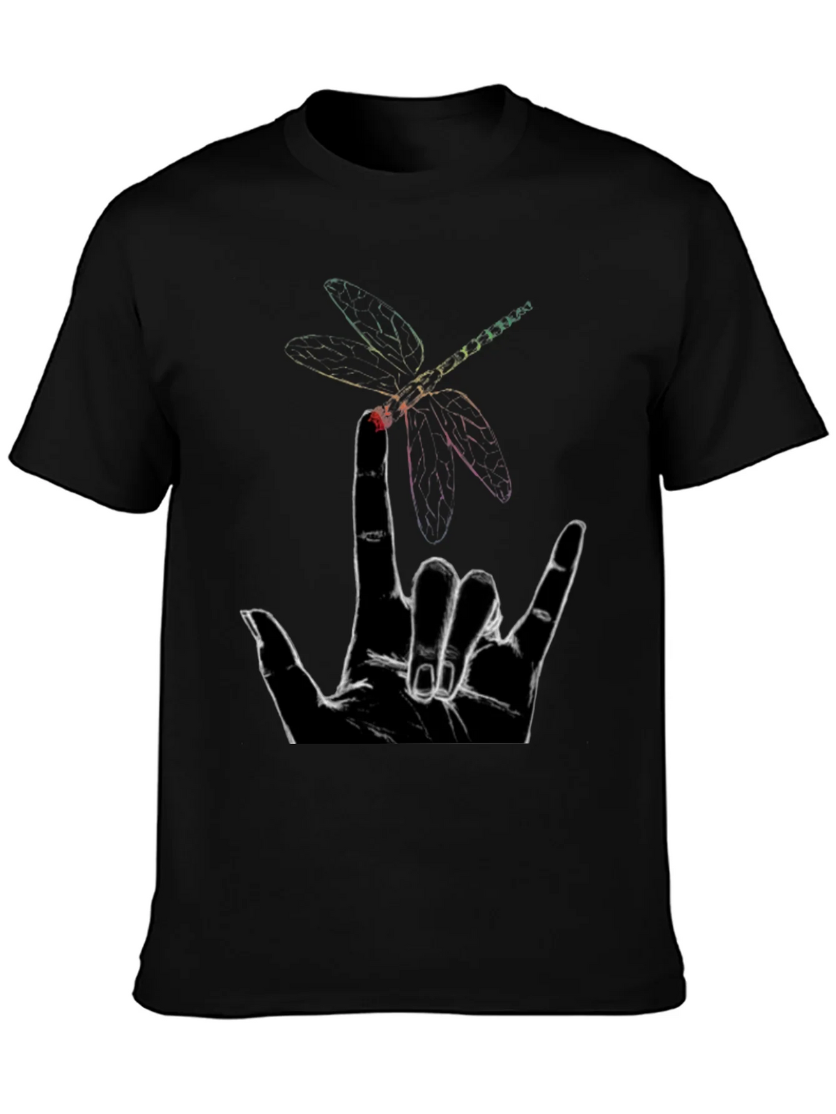 Dragonfly Hand Sign Graphic Tee - Black Cotton product image 6