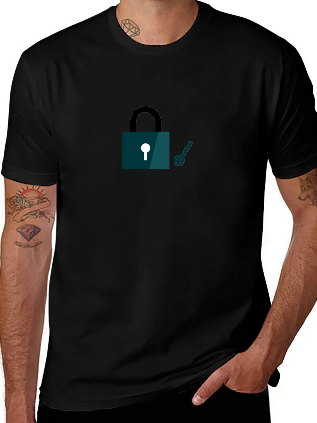 Lock and Key Graphic T-Shirt - Black product image 1