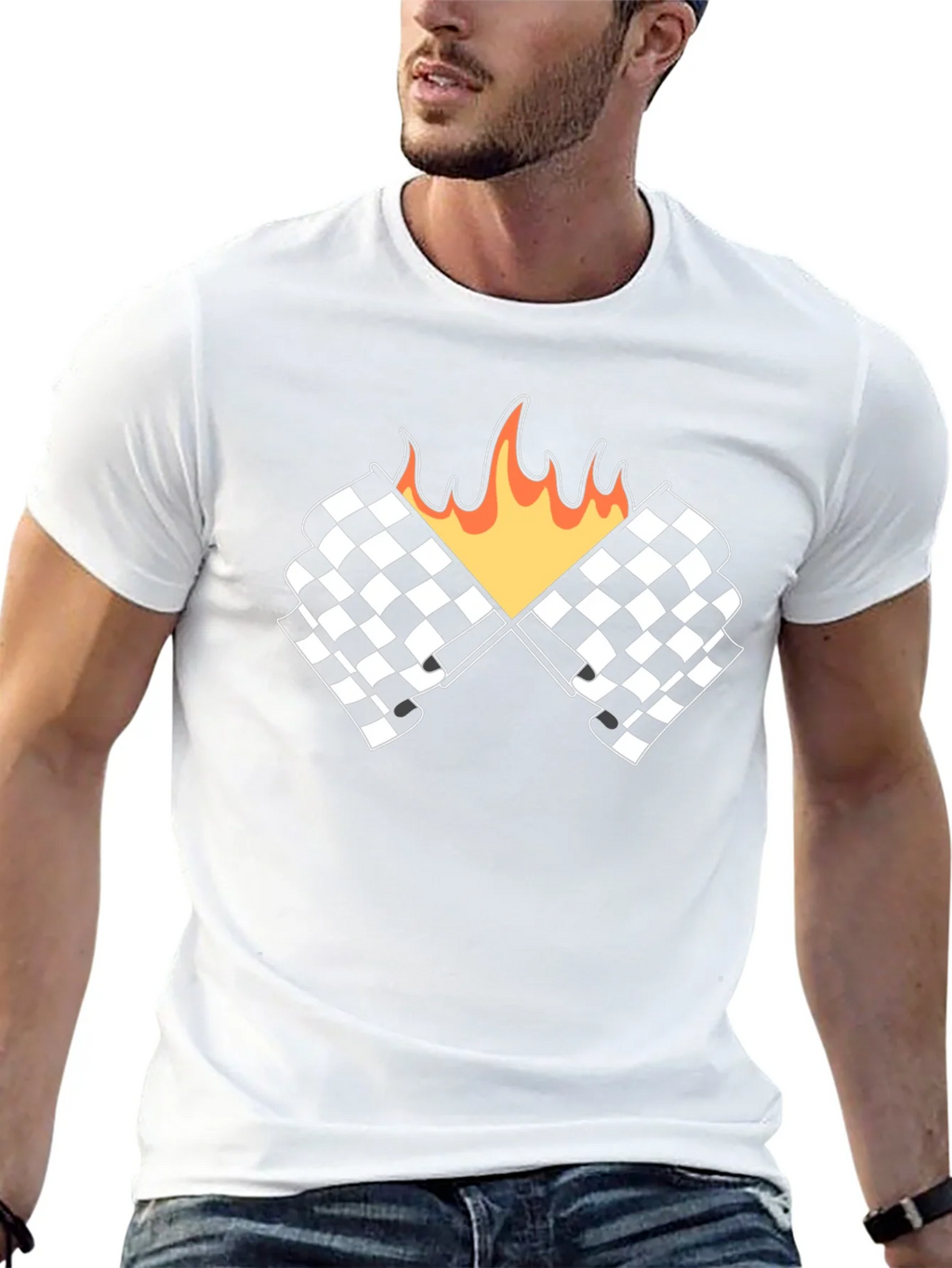 Racing Flags with Flames Graphic Tee - Black product image 4