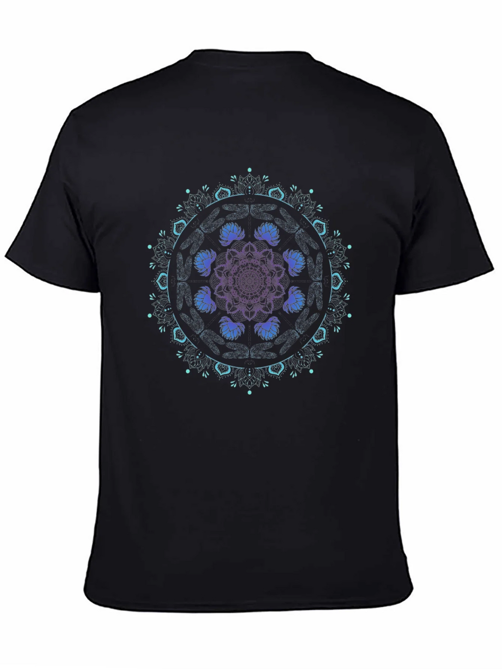 Mandala Lotus Graphic Tee - Black Cotton Blend product image 7