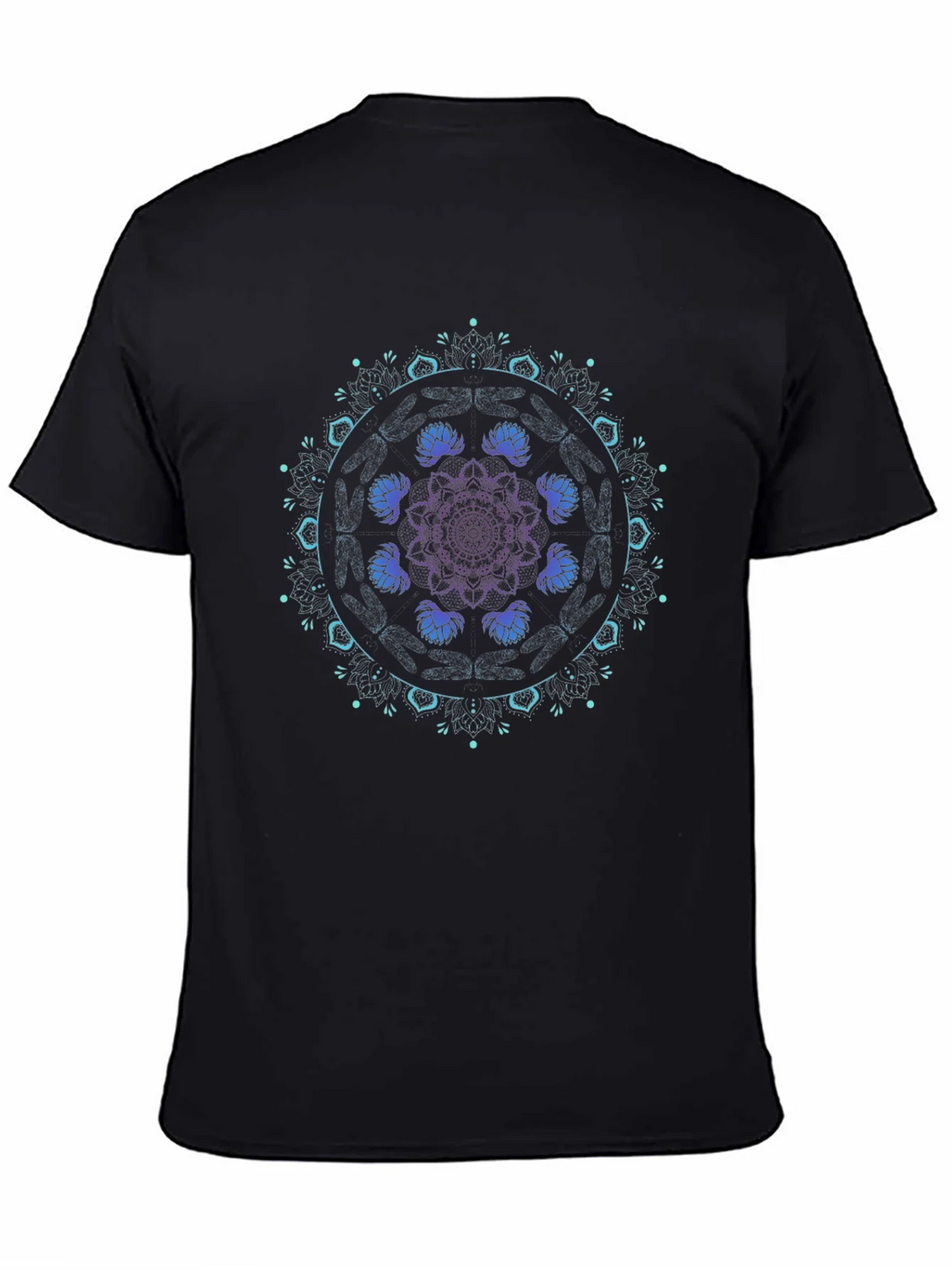 Mandala Lotus Graphic Tee - Black Cotton Blend product image 7