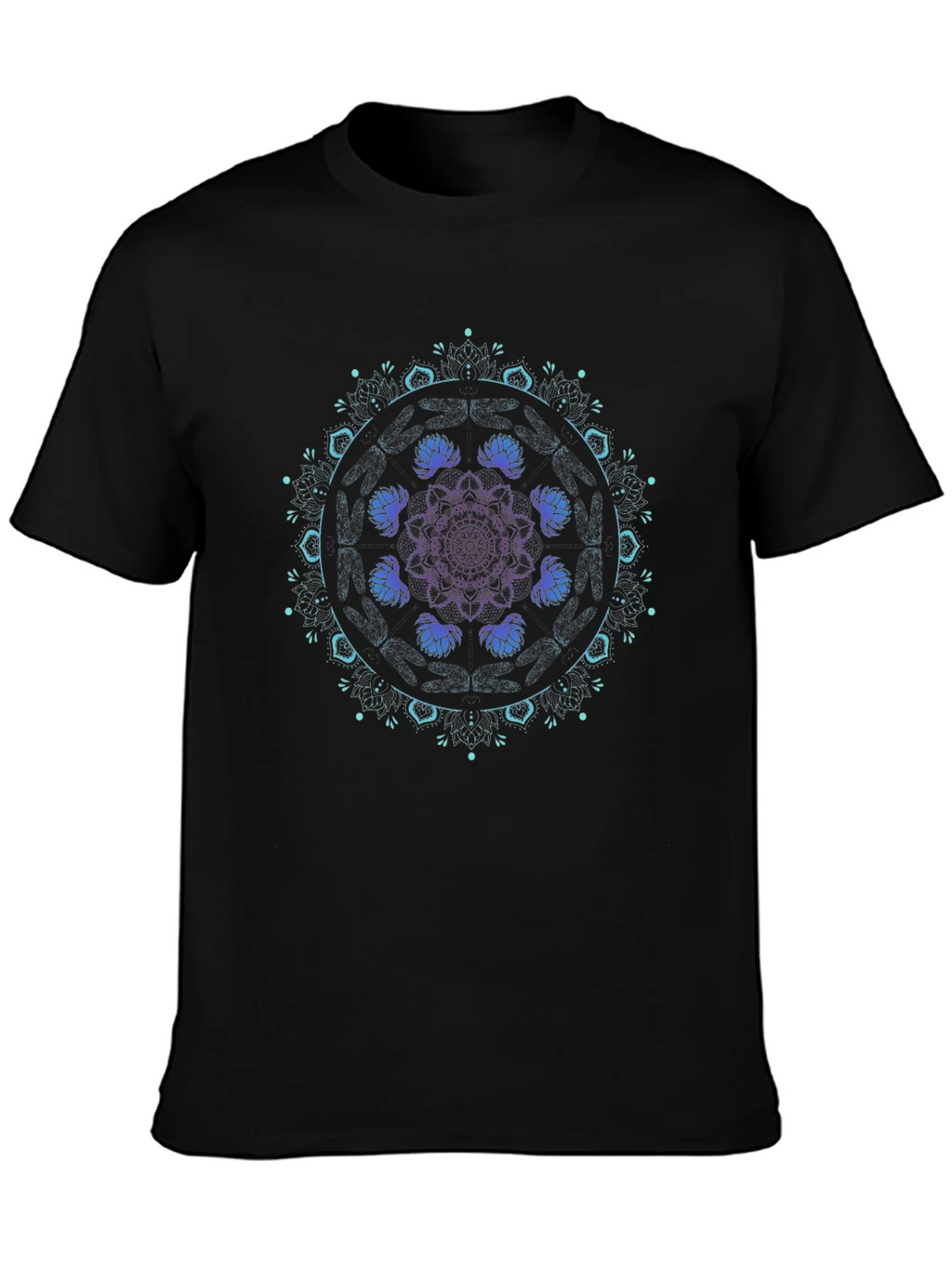 Mandala Lotus Graphic Tee - Black Cotton Blend product image 6