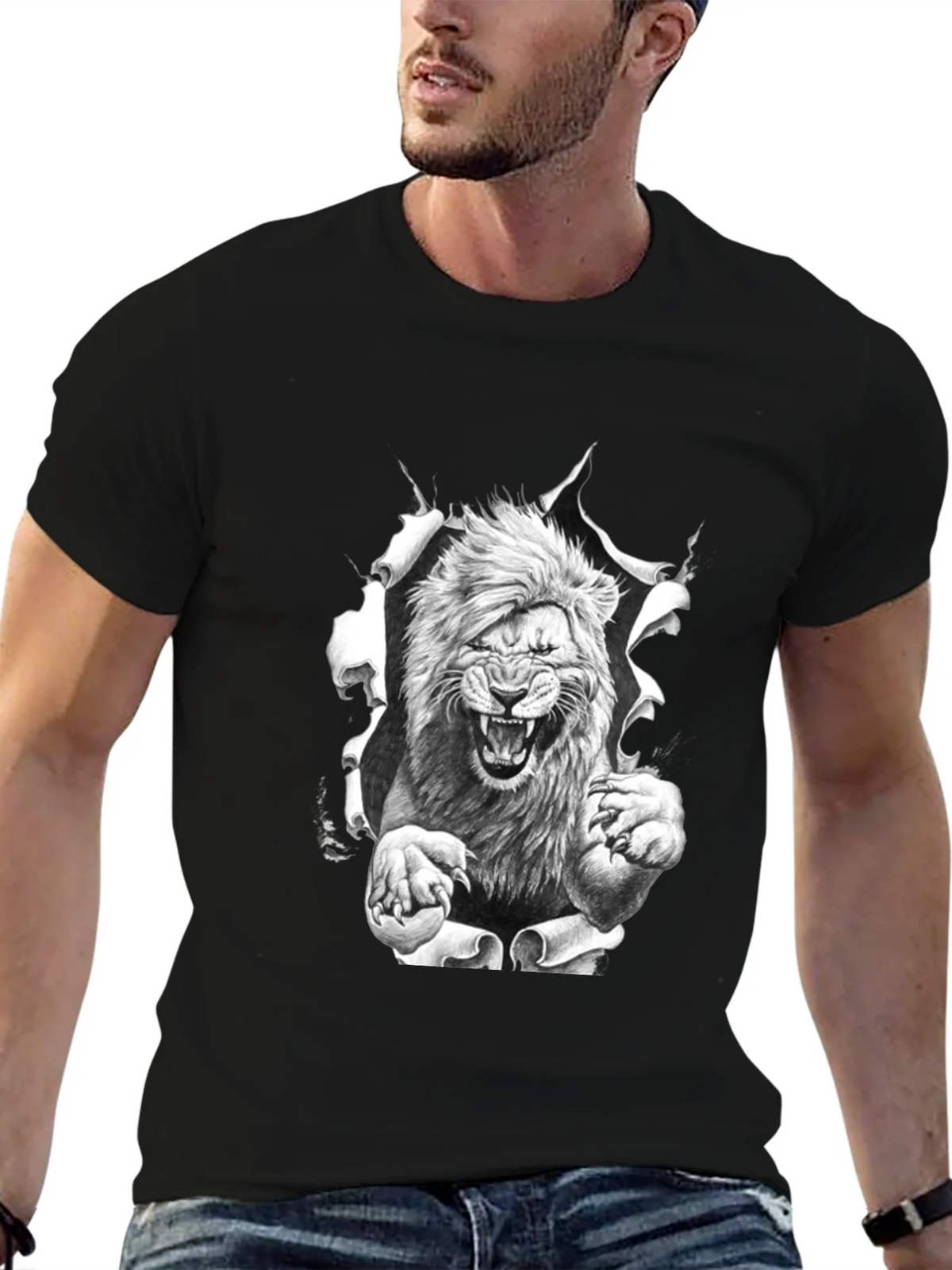 Lion Graphic Print Black Tee product image 9