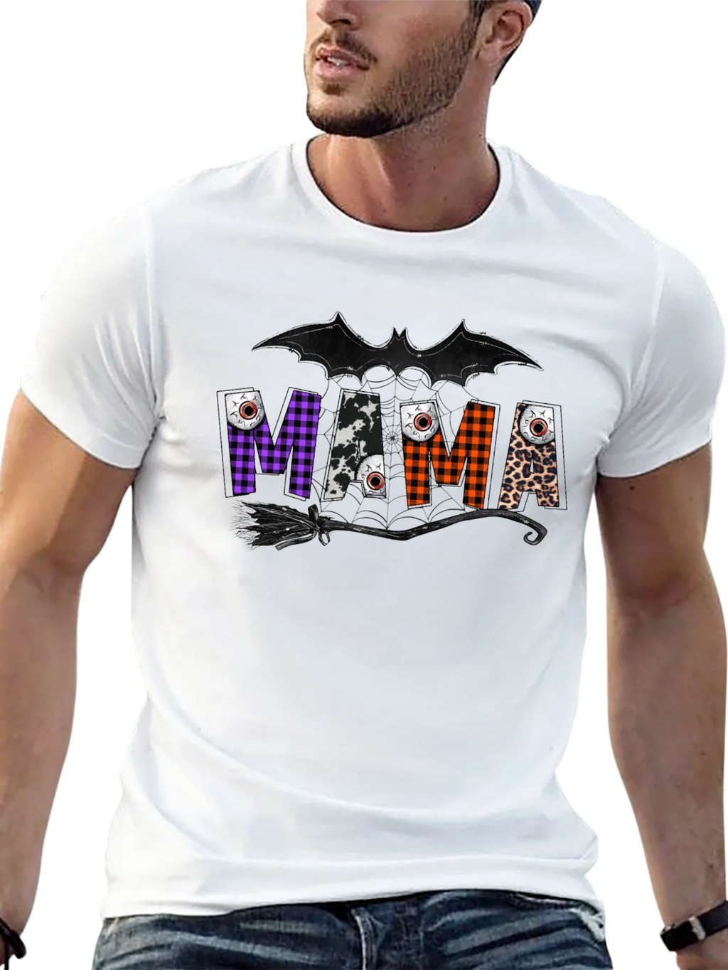 Mama Halloween T-Shirt - Bat & Broom Design product image 4