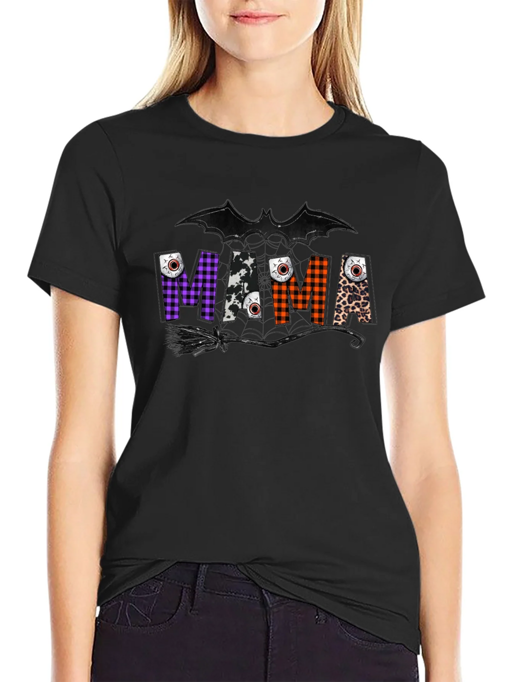 Mama Halloween T-Shirt - Bat & Broom Design product image 5