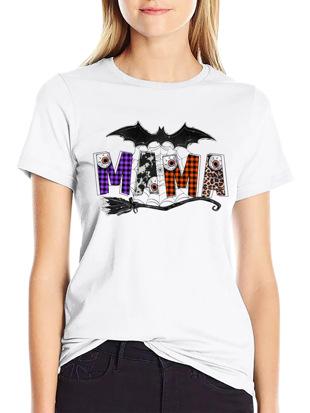 Mama Halloween T-Shirt - Bat & Broom Design product image 11