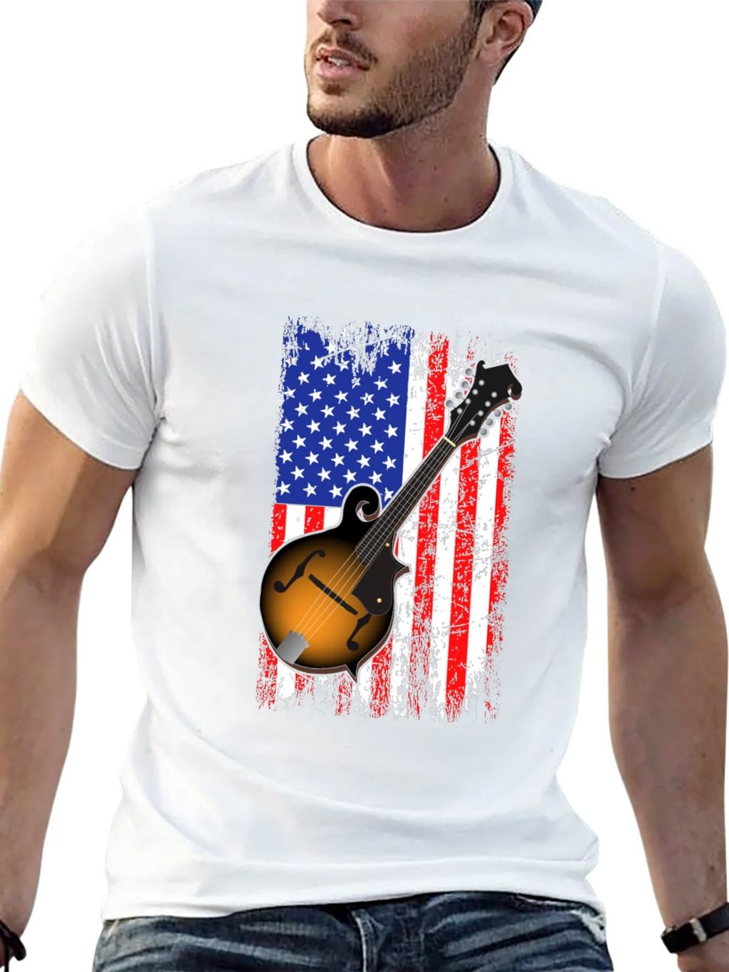 American Flag Mandolin Graphic T-Shirt product image 4