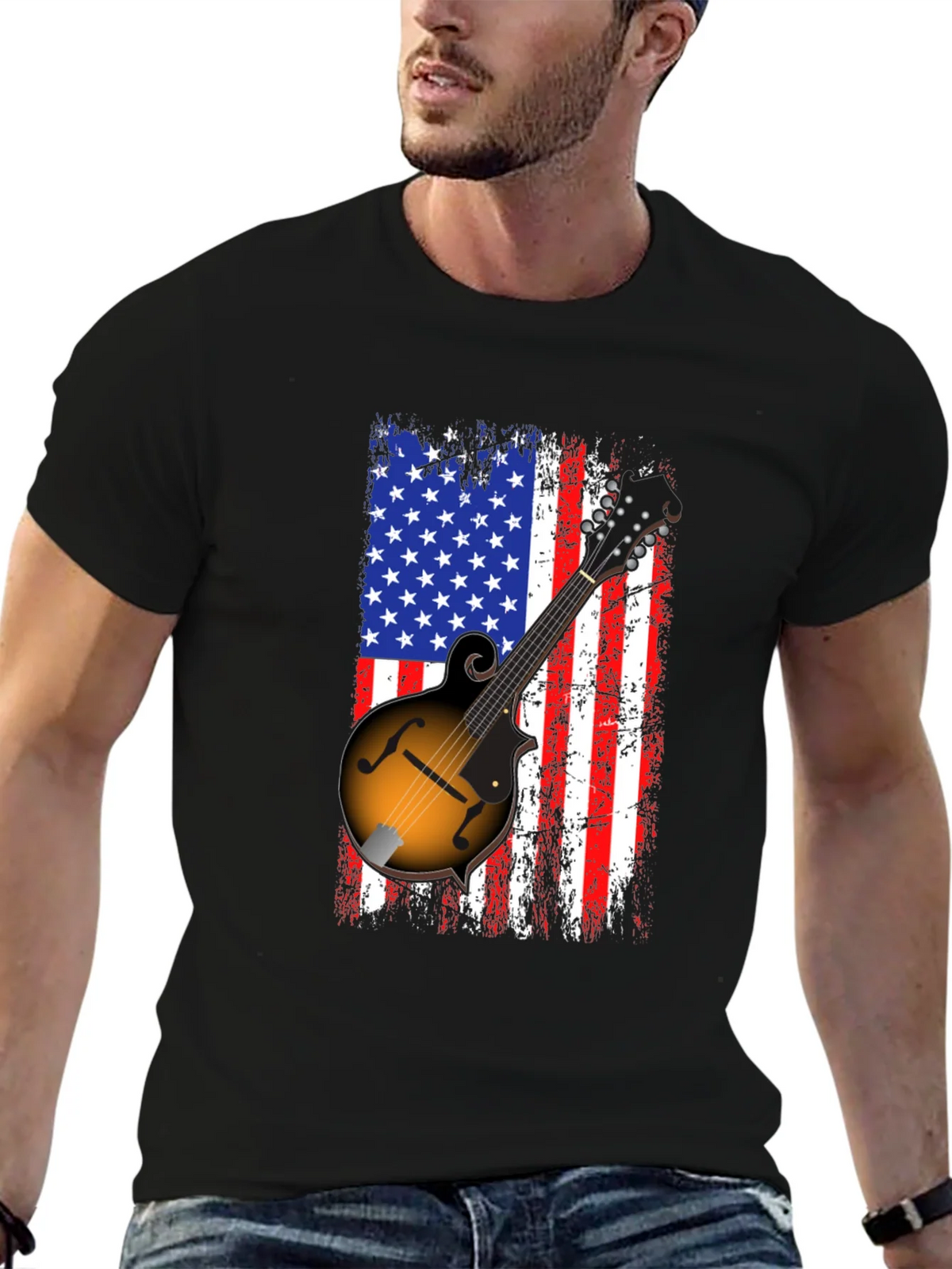 American Flag Mandolin Graphic T-Shirt product image 9