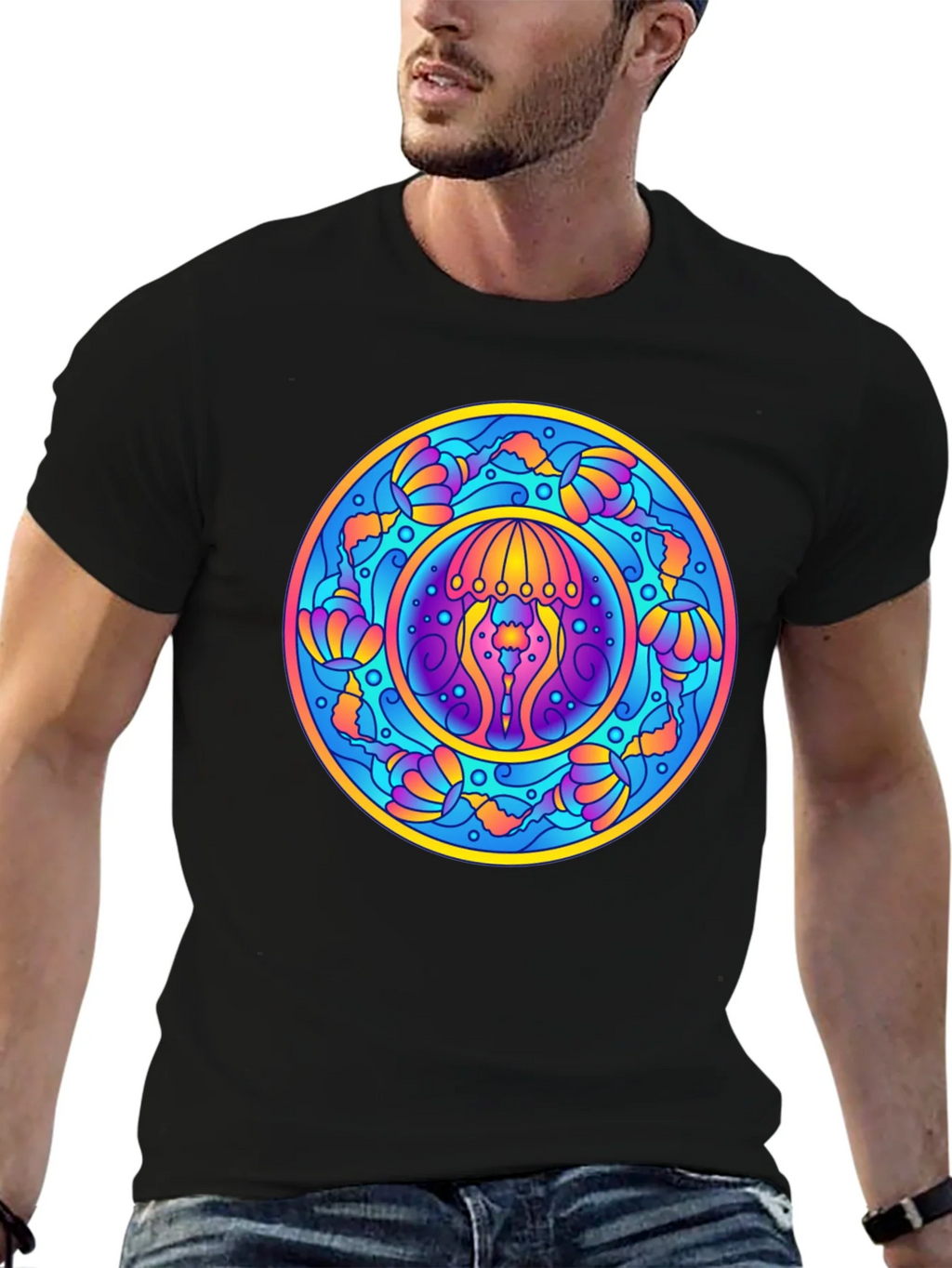 Psychedelic Jellyfish Mandala T-Shirt - Vivid Graphic Tee product image 9