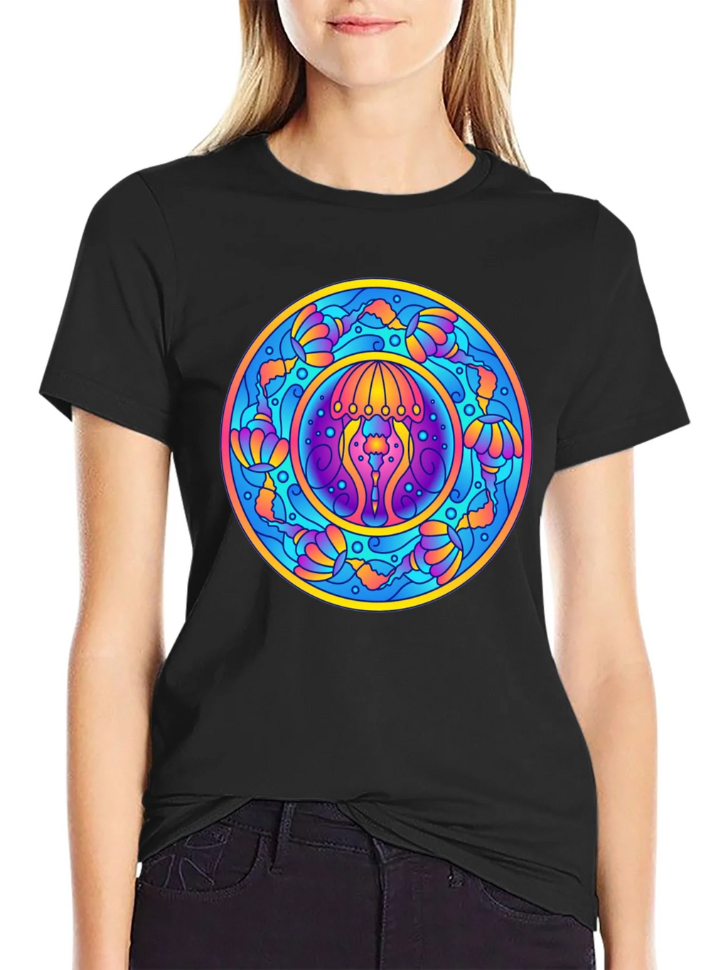 Psychedelic Jellyfish Mandala T-Shirt - Vivid Graphic Tee product image 5
