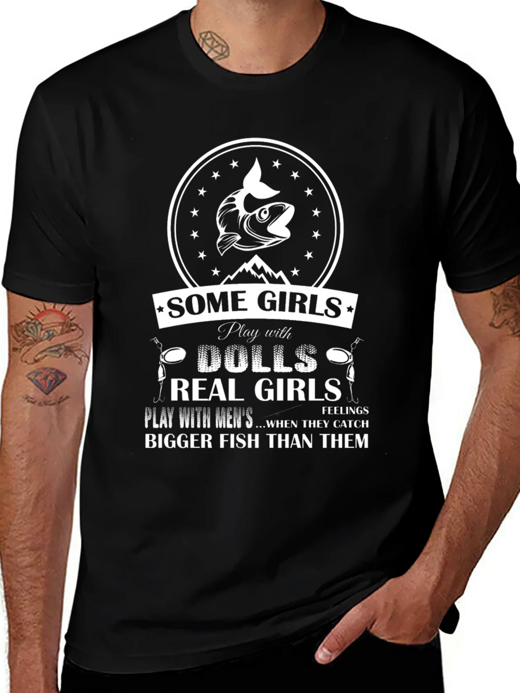 Fishing Humor T-Shirt: Real Girls Catch Bigger Fish product image 1